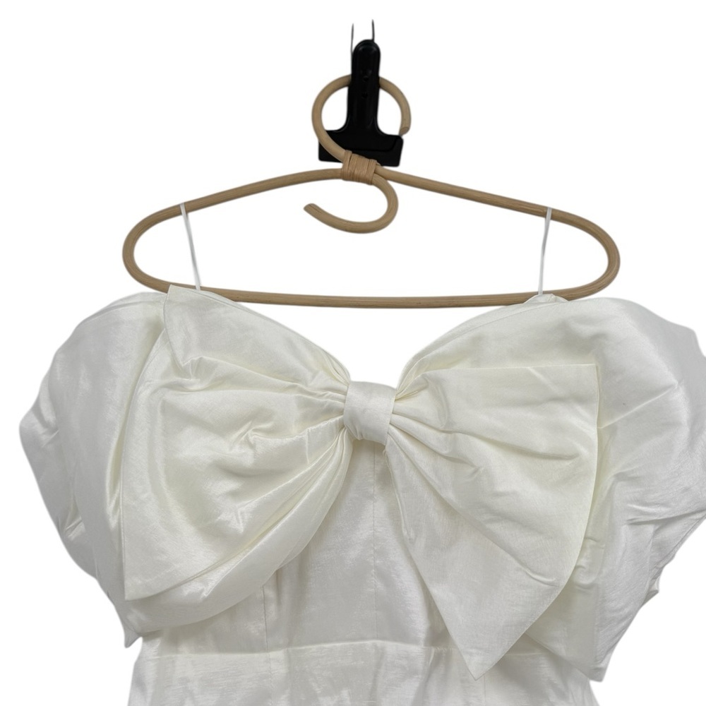 Bardot Mini Bow Dress in Shimmer White Size US M/10 Cocktail Bridal Statement - Picture 6 of 16